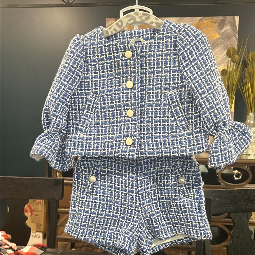 Janie and Jack Blue and White Kids Matching Set